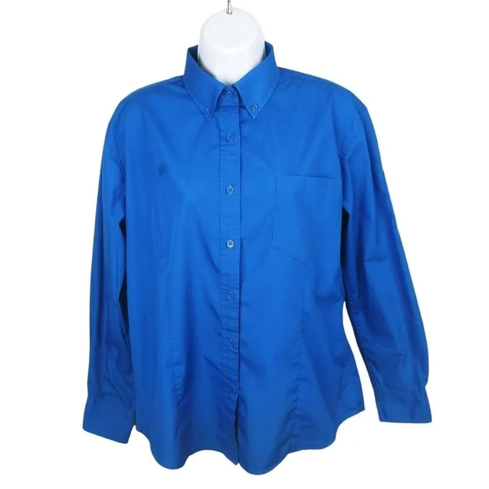 Genumark Apparel Blue Dress Shirt Uniform Style Large